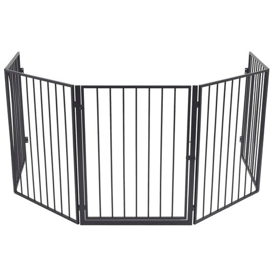 Berkfield Fireplace Fence for Pets Black Steel