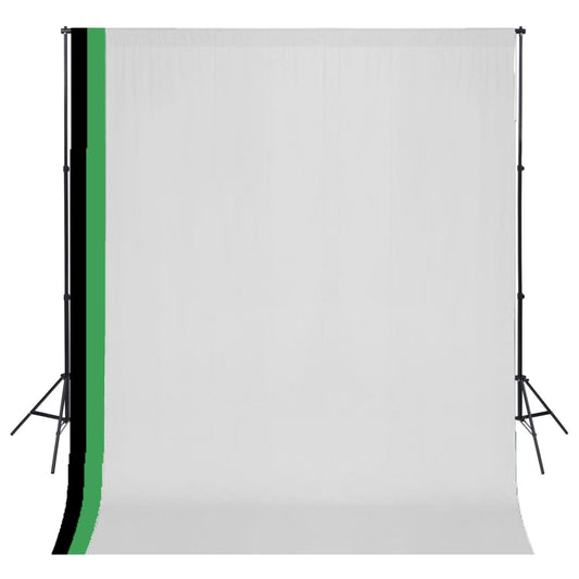 Berkfield Photo Studio Kit with 3 Cotton Backdrops Adjustable Frame 3x3m
