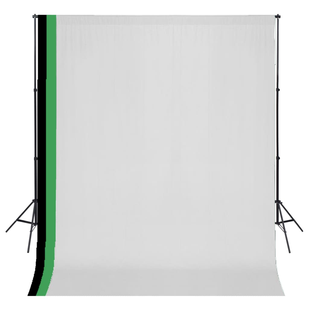 Berkfield Photo Studio Kit with 3 Cotton Backdrops Adjustable Frame 3x3m