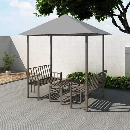 Berkfield Garden Pavilion with Table and Benches 2.5x1.5x2.4 m Anthracite