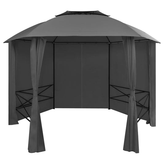 Berkfield Garden Marquee Pavilion Tent with Curtains Hexagonal 360x265 cm
