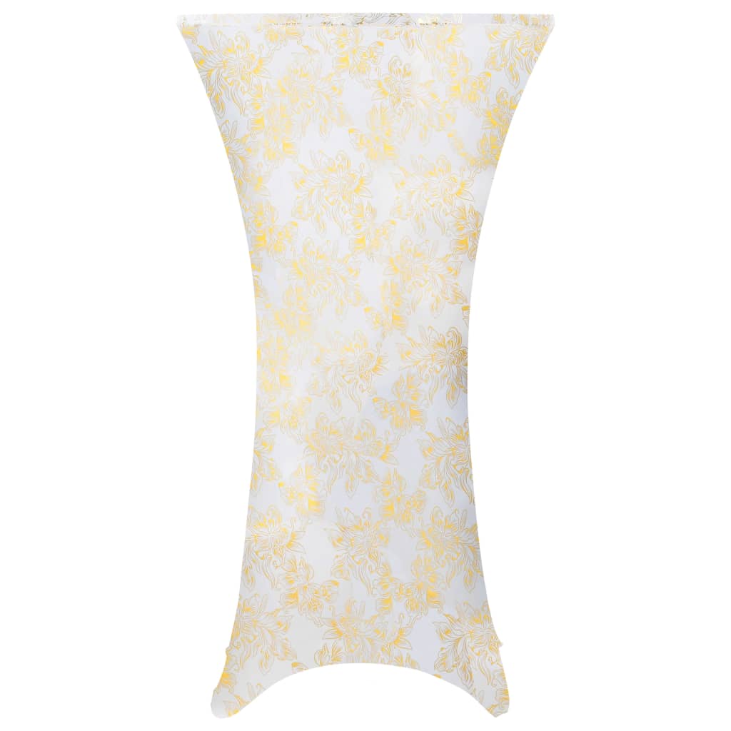 Berkfield 2 pcs Table Covers Stretch 80 cm White with Golden Print