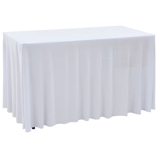 Berkfield 2 pcs Stretch Table Covers with Skirt 120x60.5x74 cm White
