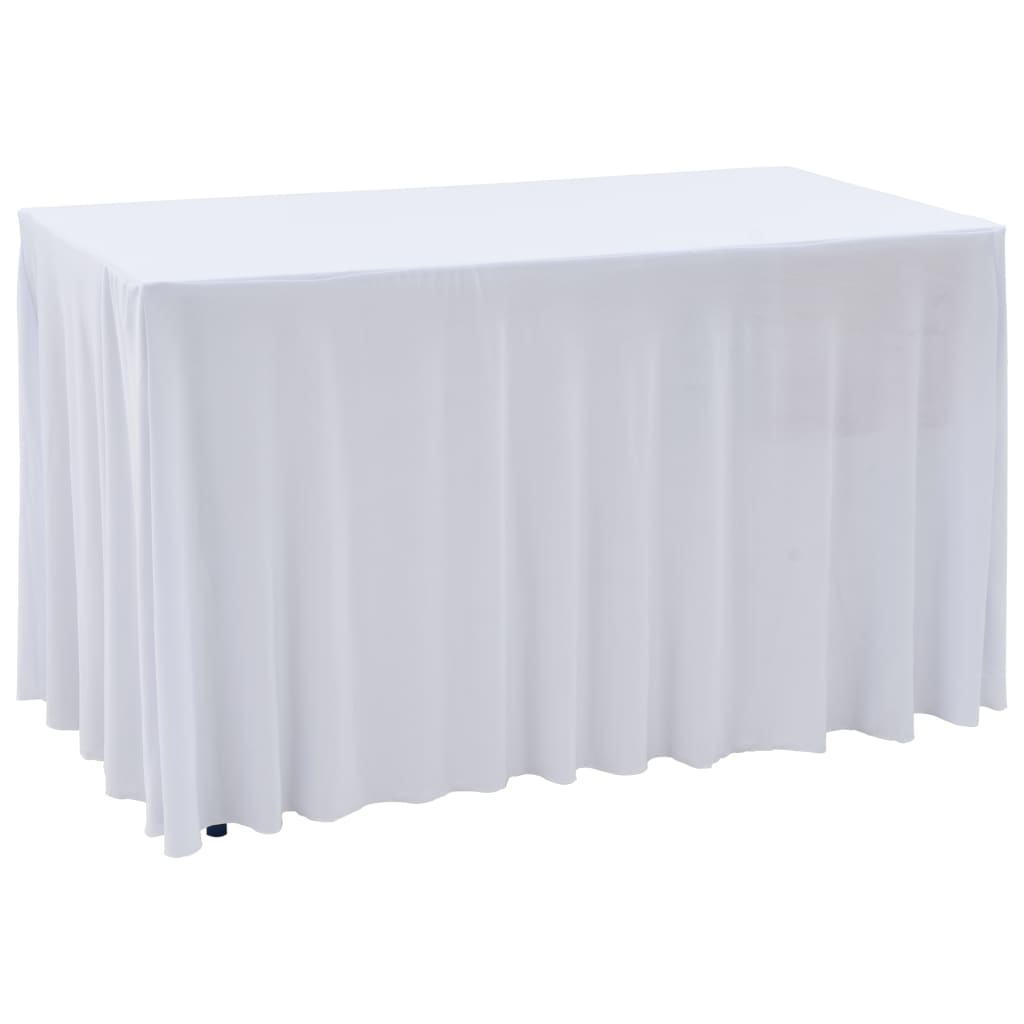 Berkfield 2 pcs Stretch Table Covers with Skirt 243x76x74 cm White
