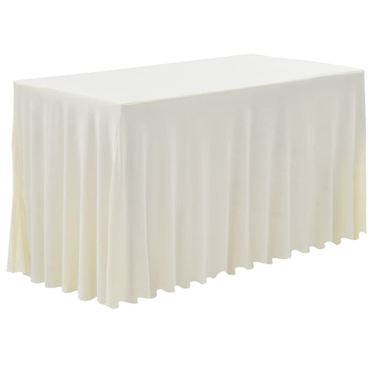 Berkfield 2 pcs Table Covers with Skirt Stretch 120x60.5x74 cm Cream