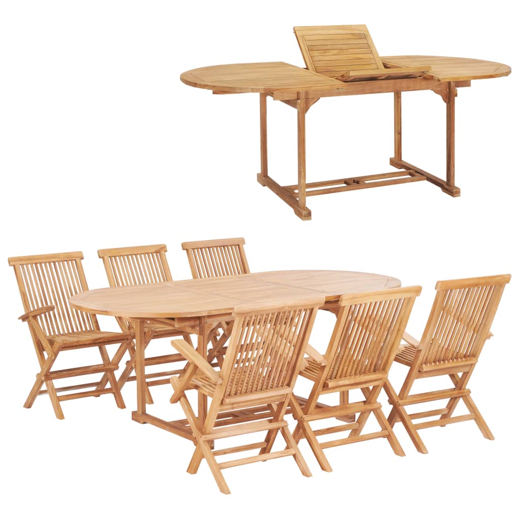 Berkfield 7 Piece Outdoor Dining Set 150-200x100x75 cm Solid Teak Wood