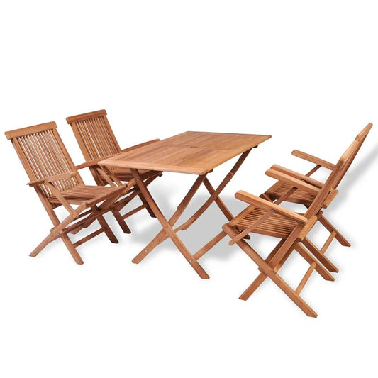 Berkfield 5 Piece Garden Dining Set Solid Teak Wood