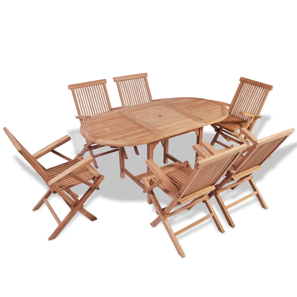 Berkfield 7 Piece Outdoor Dining Set Solid Teak Wood
