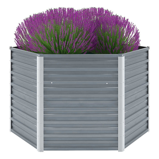 Berkfield Garden Raised Bed Galvanised Steel 129x129x77 cm Grey