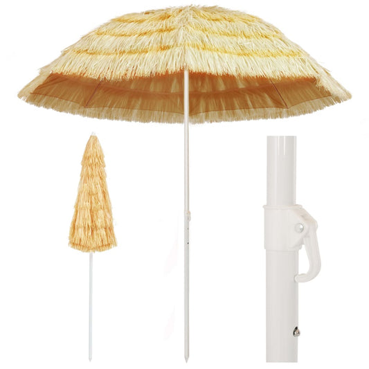 Berkfield Beach Umbrella Natural 240 cm Hawaii Style