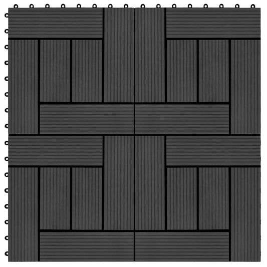 Berkfield 11 pcs Decking Tiles WPC 30x30 cm 1 sqm Black