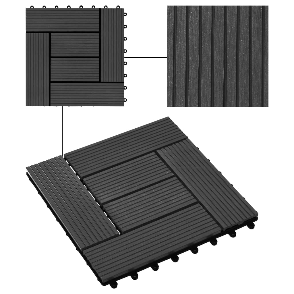 Berkfield 11 pcs Decking Tiles WPC 30x30 cm 1 sqm Black