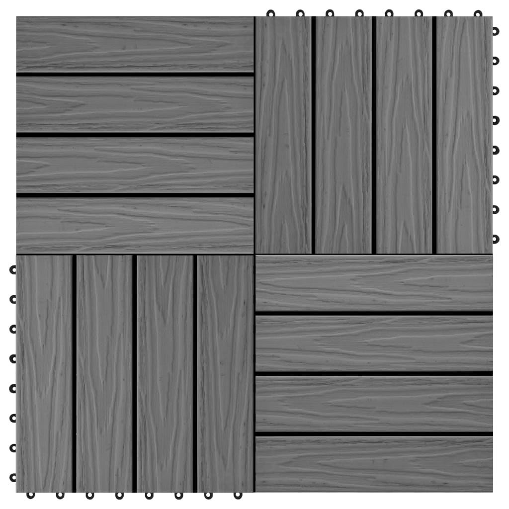 Berkfield 11 pcs Decking Tiles Deep Embossed WPC 30x30 cm 1 sqm Grey
