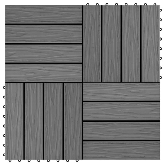 Berkfield 11 pcs Decking Tiles Deep Embossed WPC 30x30 cm 1 sqm Grey