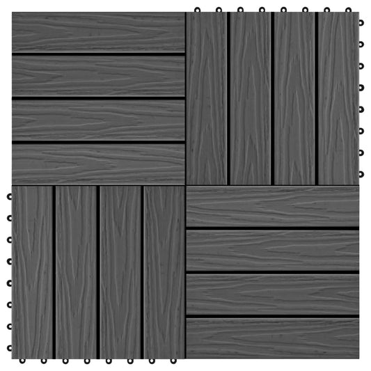 Berkfield 11 pcs Decking Tiles Deep Embossed WPC 30x30 cm 1 sqm Black