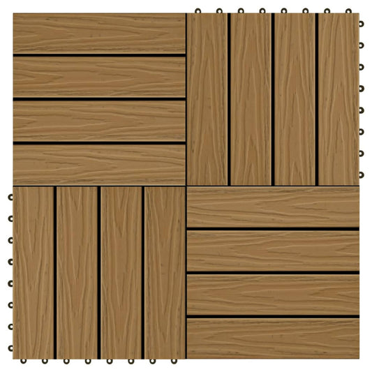 Berkfield 11 pcs Decking Tiles Deep Embossed WPC 30x30 cm 1 sqm Teak Colour