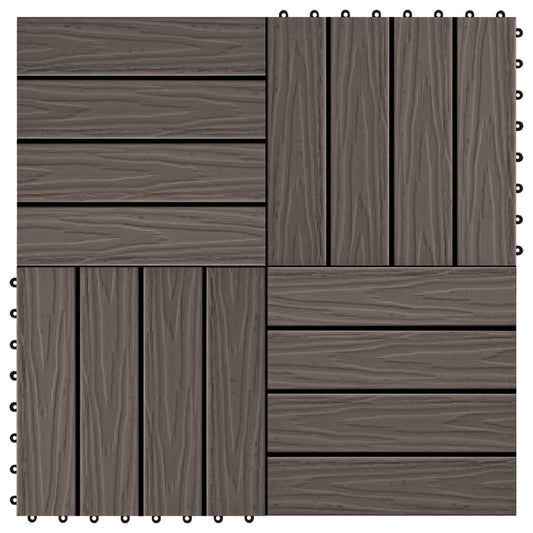 Berkfield 11 pcs Decking Tiles Deep Embossed WPC 30x30 cm 1 sqm Dark Brown