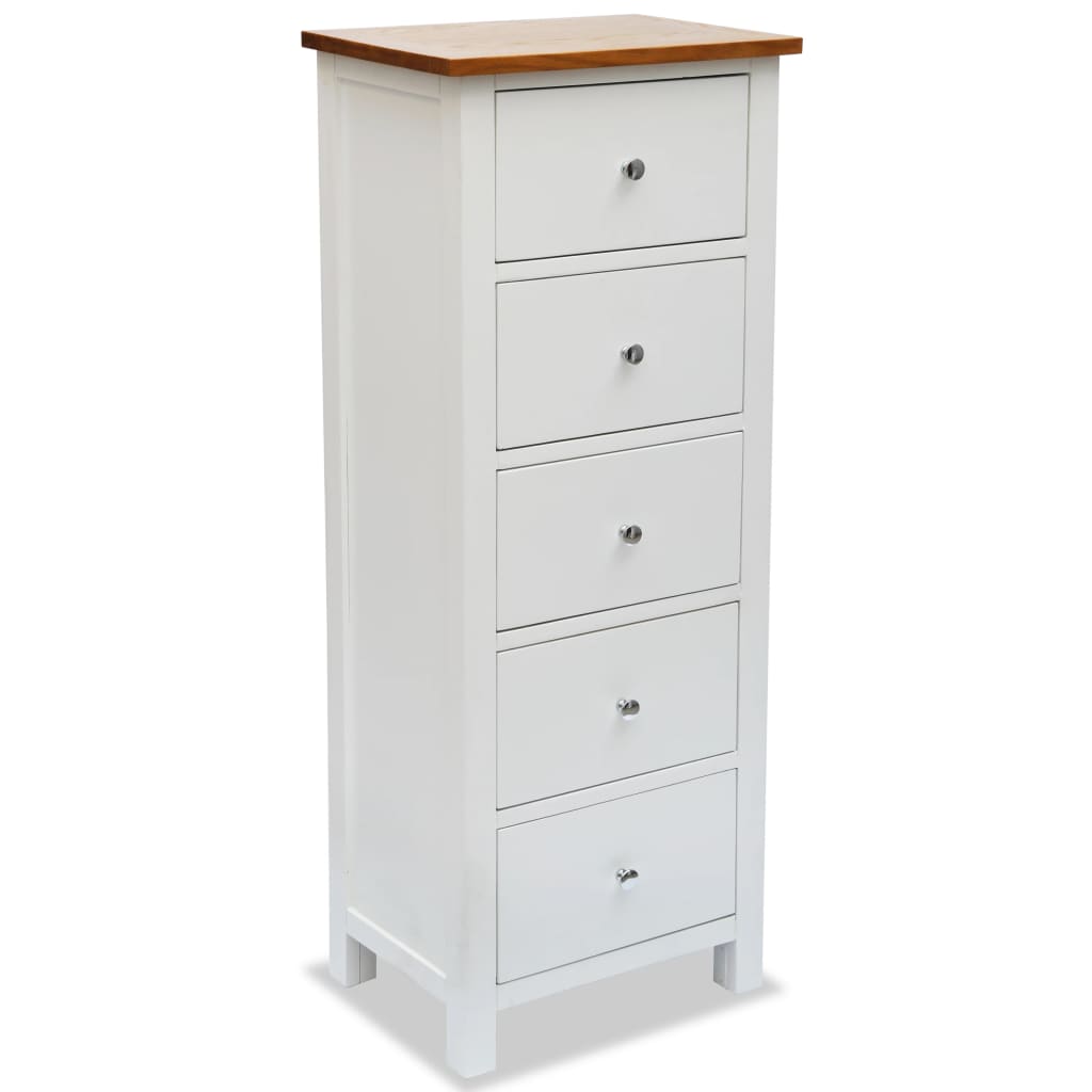 Berkfield Tall Chest of Drawers 45x32x115 cm Solid Oak Wood