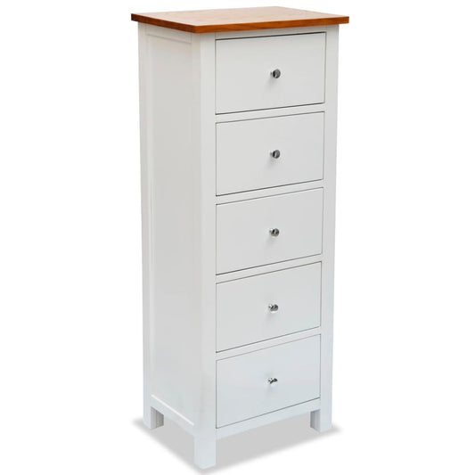 Berkfield Tall Chest of Drawers 45x32x115 cm Solid Oak Wood