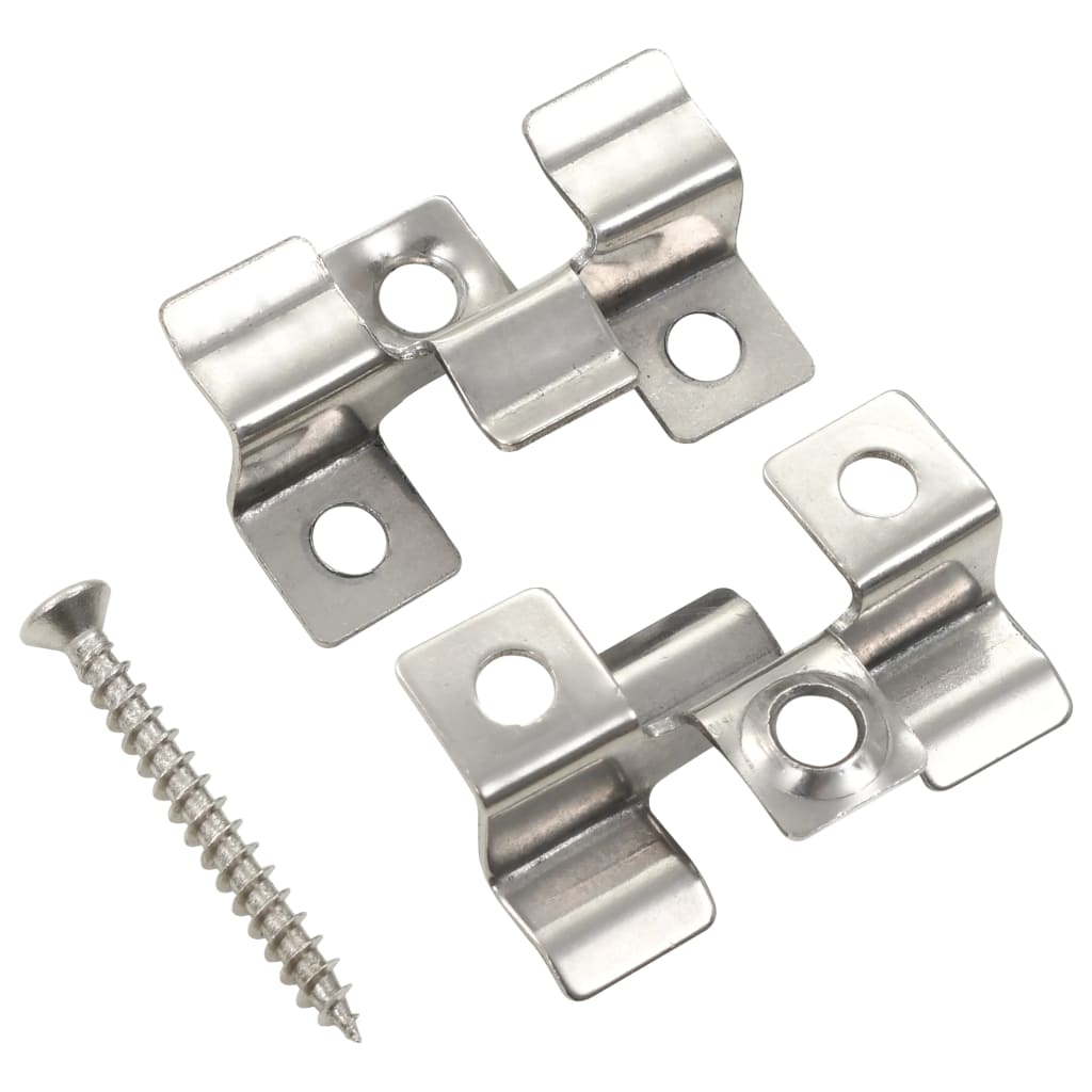 Berkfield 100 pcs Decking Clips with 200 Screws Stainless Steel