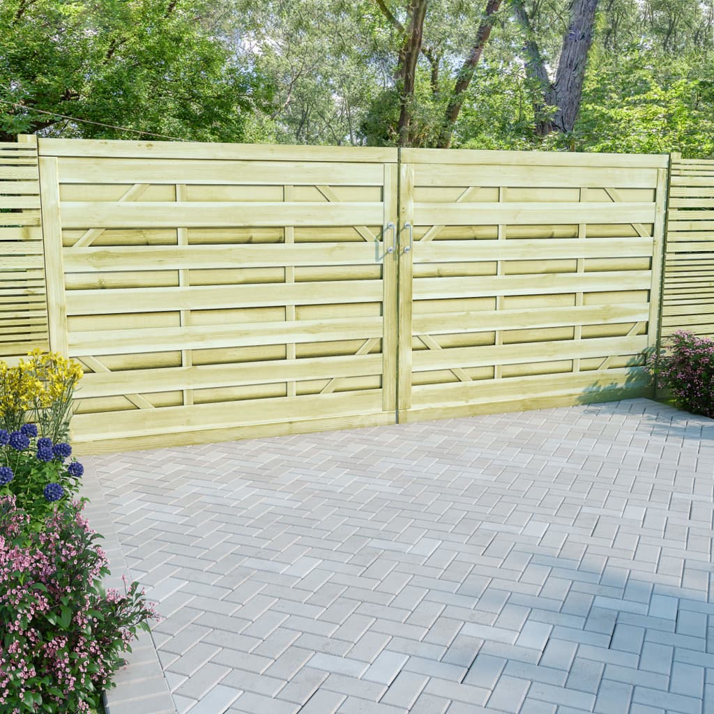 Berkfield Garden Gates 2 pcs Impregnated Pinewood 150x125 cm Green