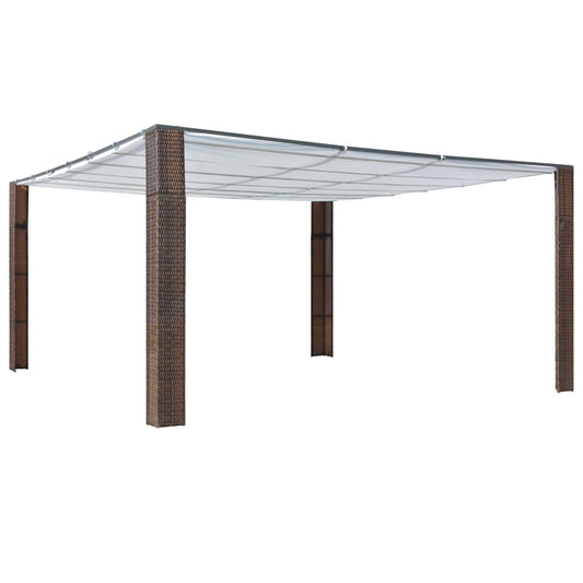 Berkfield Gazebo with Roof Poly Rattan 400x400x200 cm Brown and Cream