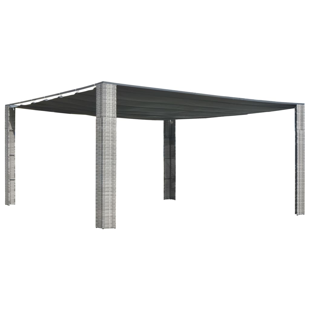 Berkfield Gazebo with Sliding Roof Poly Rattan 400x400x200 cm Grey and Anthracite