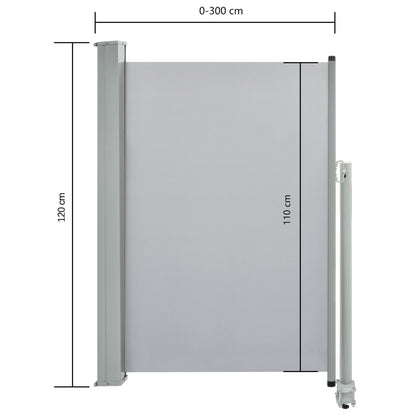 Berkfield Patio Retractable Side Awning 120 x 300 cm Grey