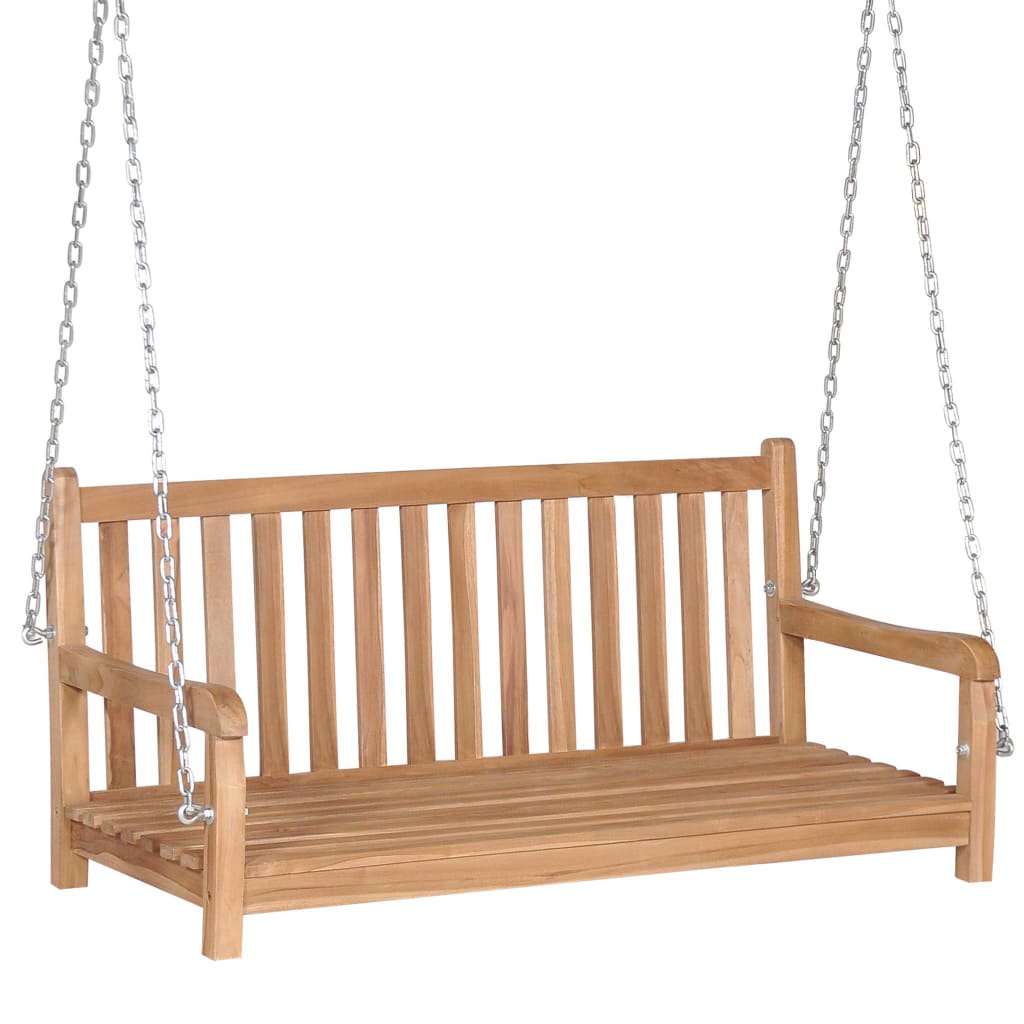 Berkfield Swing Bench Solid Teak 120x60x57.5 cm Brown