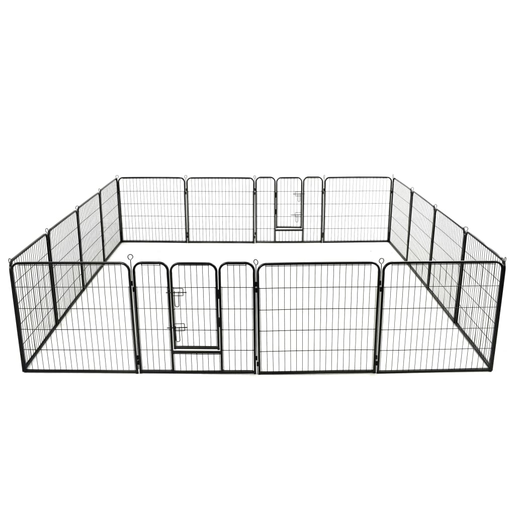 Berkfield Dog Playpen 16 Panels Steel 80x80 cm Black