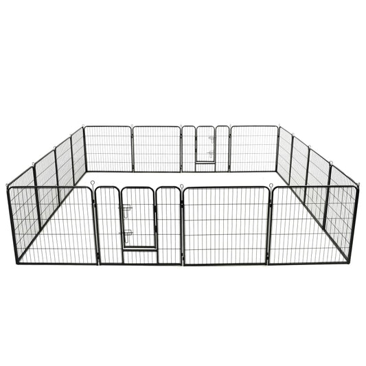 Berkfield Dog Playpen 16 Panels Steel 80x80 cm Black