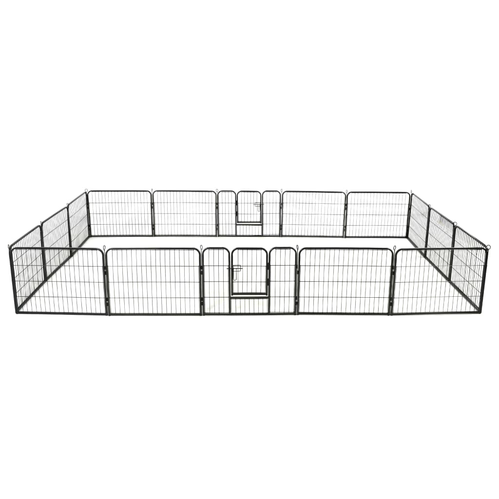 Berkfield Dog Playpen 16 Panels Steel 60x80 cm Black