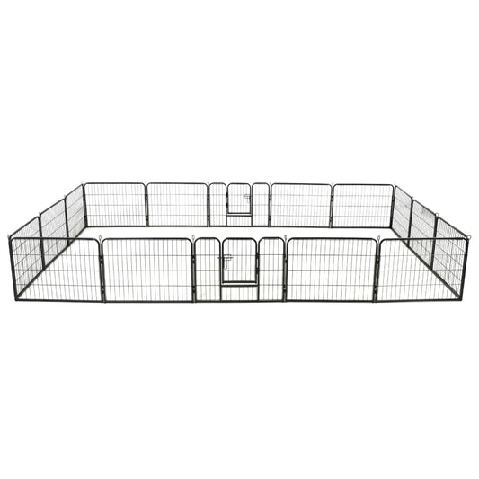 Berkfield Dog Playpen 16 Panels Steel 60x80 cm Black