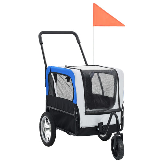 Berkfield 2-in-1 Pet Bike Trailer & Jogging Stroller Grey and Blue