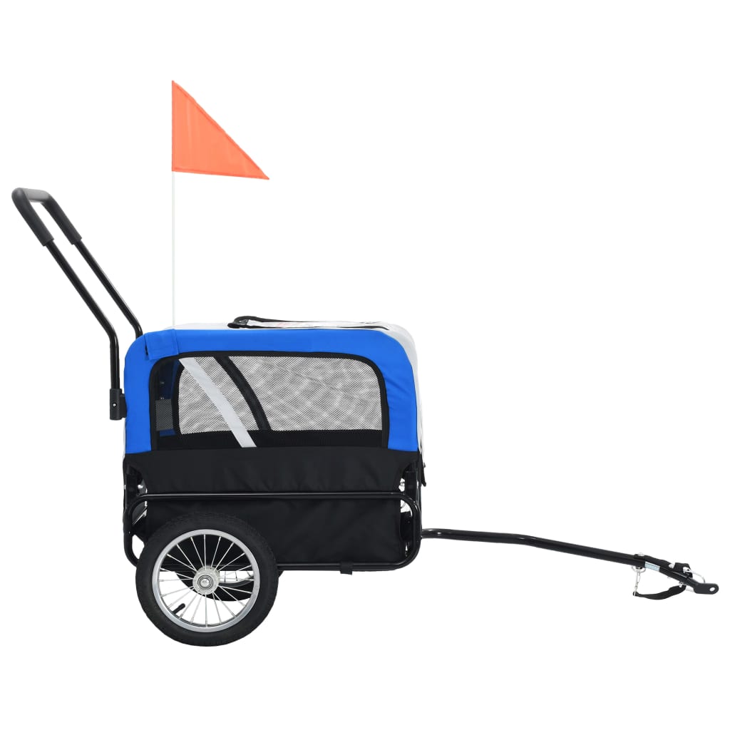 Berkfield 2-in-1 Pet Bike Trailer & Jogging Stroller Grey and Blue