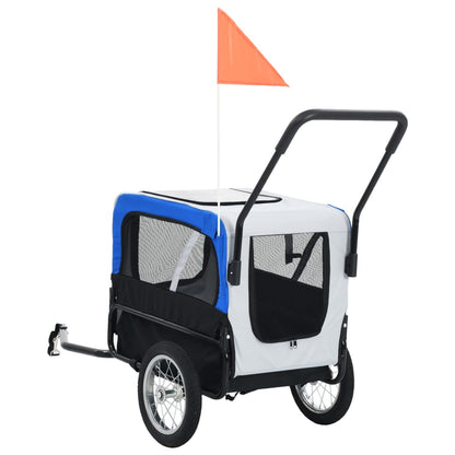 Berkfield 2-in-1 Pet Bike Trailer & Jogging Stroller Grey and Blue