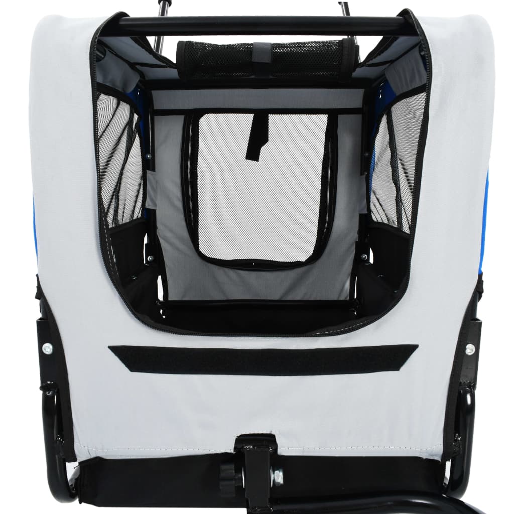 Berkfield 2-in-1 Pet Bike Trailer & Jogging Stroller Grey and Blue