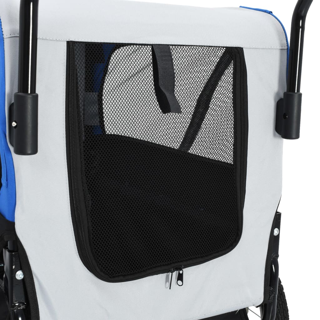 Berkfield 2-in-1 Pet Bike Trailer & Jogging Stroller Grey and Blue