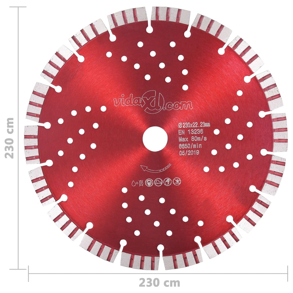 Berkfield Diamond Cutting Disc with Turbo and Holes Steel 230 mm