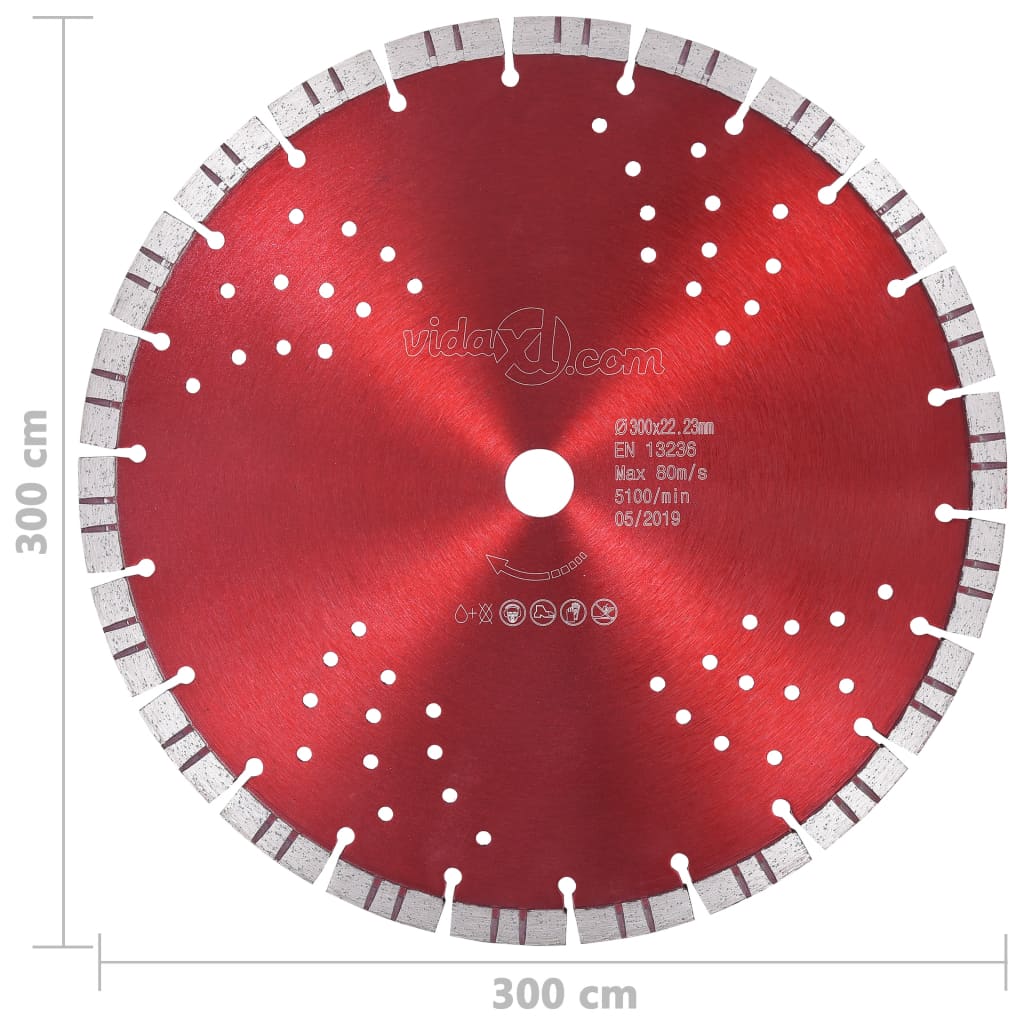 Berkfield Diamond Cutting Disc with Turbo and Holes Steel 300 mm