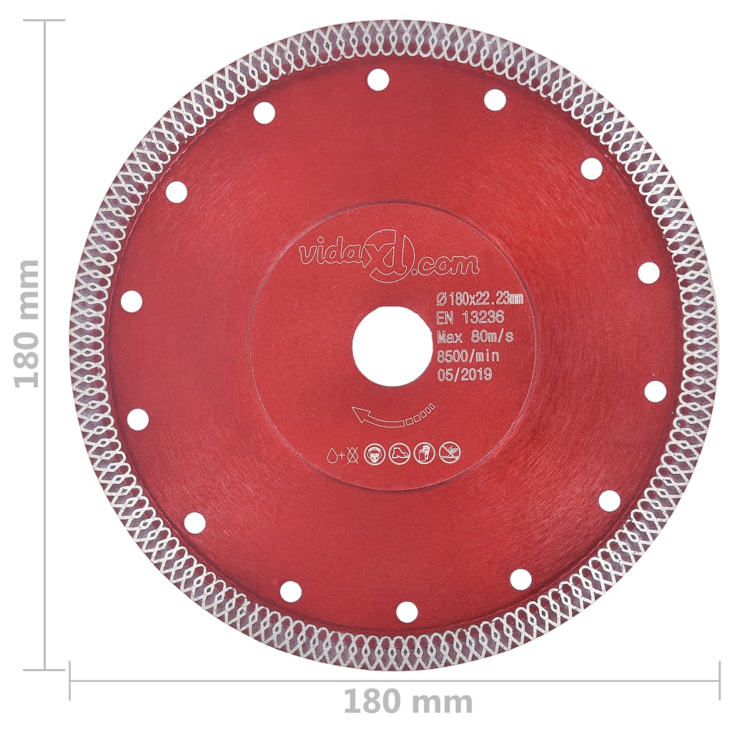 Berkfield Diamond Cutting Disc with Holes Steel 180 mm