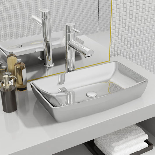 Berkfield Wash Basin 71x38x13.5 cm Ceramic Silver