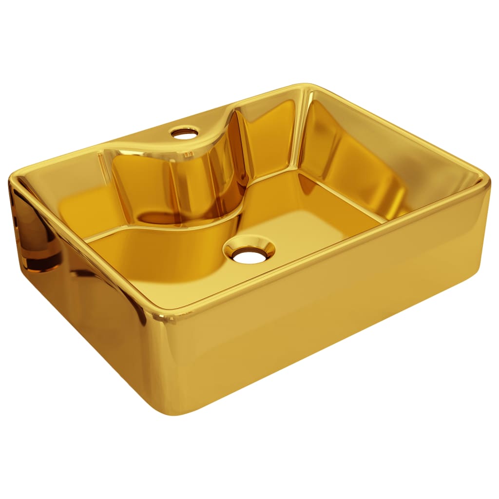 Berkfield Wash Basin with Faucet Hole 48x37x13.5 cm Ceramic Gold