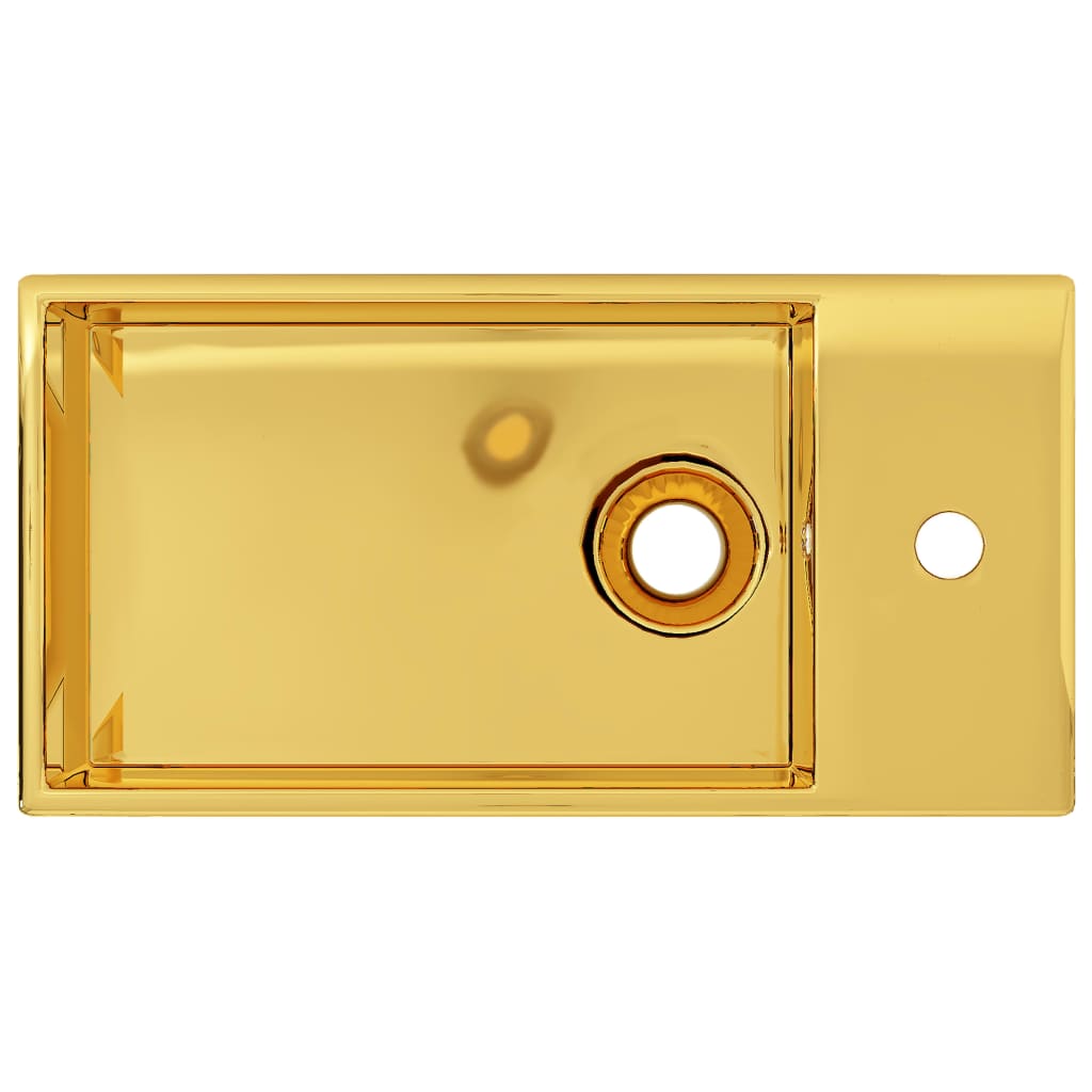 Berkfield Wash Basin with Overflow 49x25x15 cm Ceramic Gold