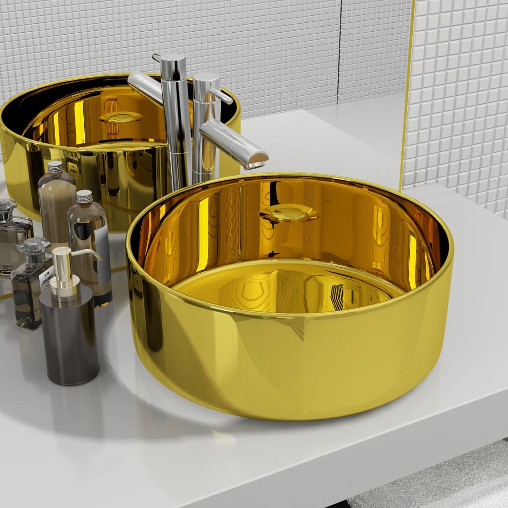 Berkfield Wash Basin 40x15 cm Ceramic Gold