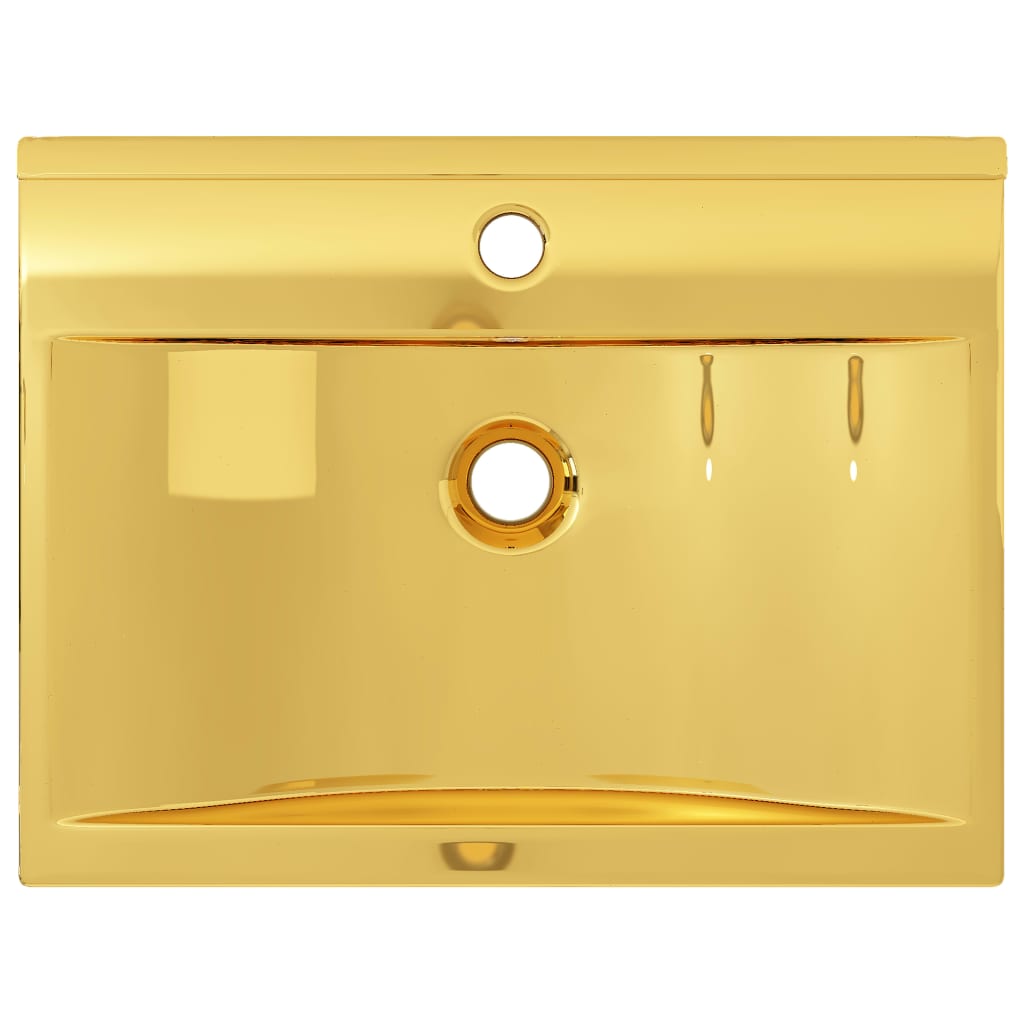 Berkfield Wash Basin with Overflow 60x46x16 cm Ceramic Gold