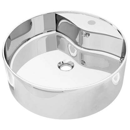 Berkfield Wash Basin with Overflow 46.5x15.5 cm Ceramic Silver