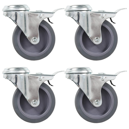 Berkfield Bolt Hole Swivel Casters with Double Brakes 4 pcs 75 mm