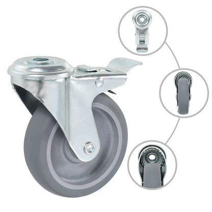 Berkfield Bolt Hole Swivel Casters with Double Brakes 4 pcs 100 mm