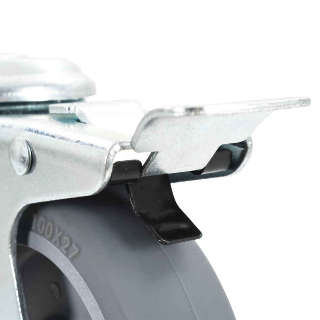 Berkfield Bolt Hole Swivel Casters with Double Brakes 4 pcs 100 mm